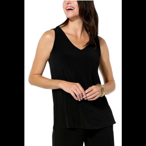 IMAN Global Chic Tops - IMAN Global Chic Runway Jersey Knit Tank Black - Regular
